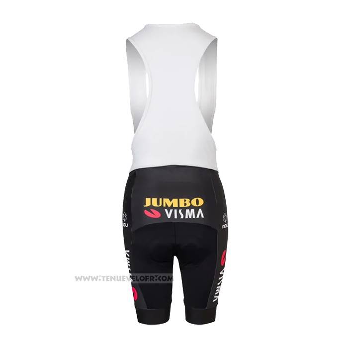 2023 Maillot Cyclisme Femme Jumbo Visma Noir Jaune Manches Courtes et Cuissard